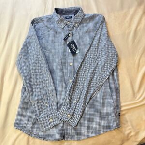 Chaps XL Austin Blue Plaid Long Sleeve Button Down‎ Shirt NWT Untucked Fit